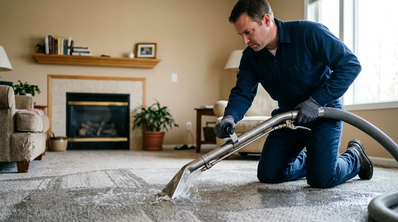 Water damage restoration technician working near Bremen, OH